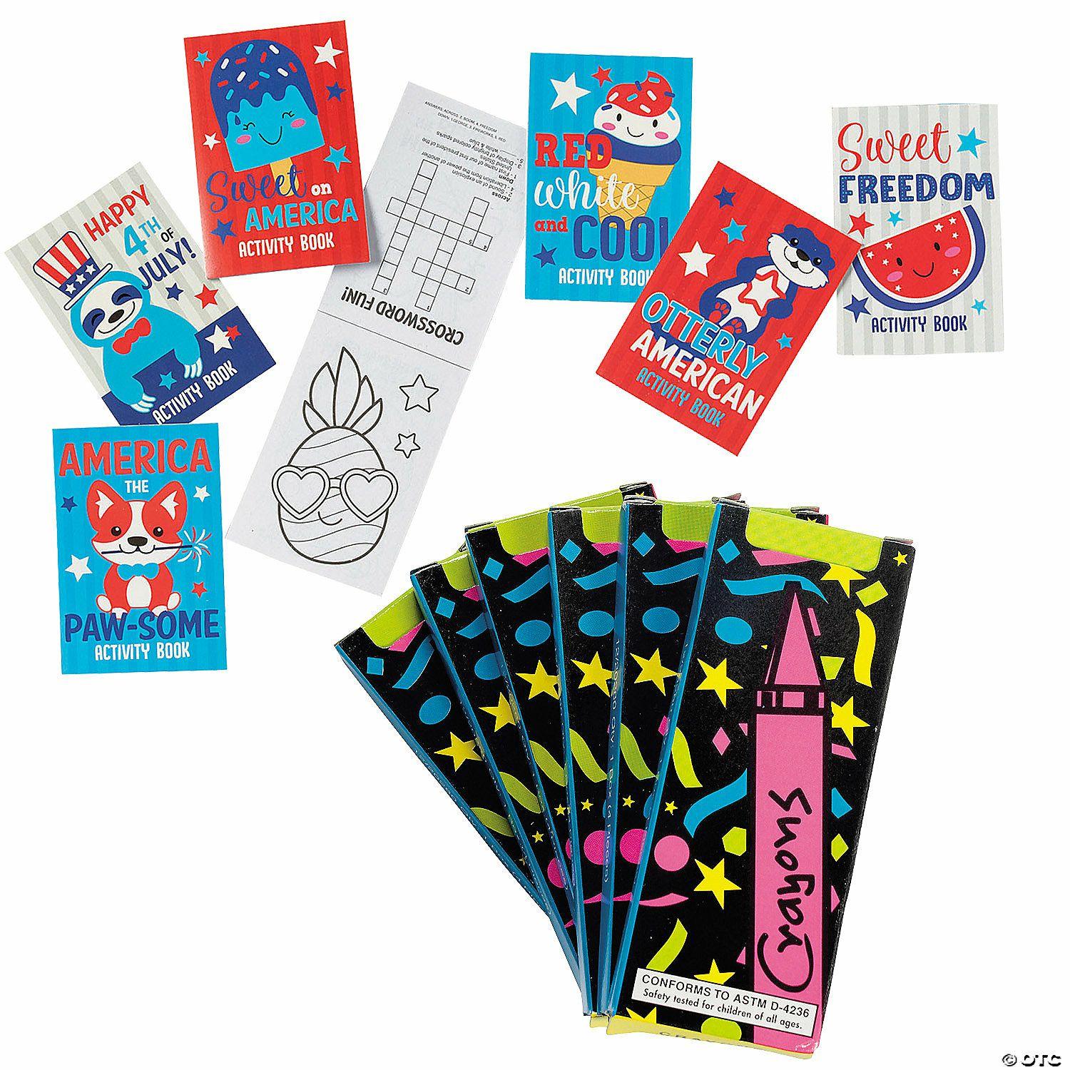 Crayons | Bulk Patriotic Mini Activity Book & Crayons for 72