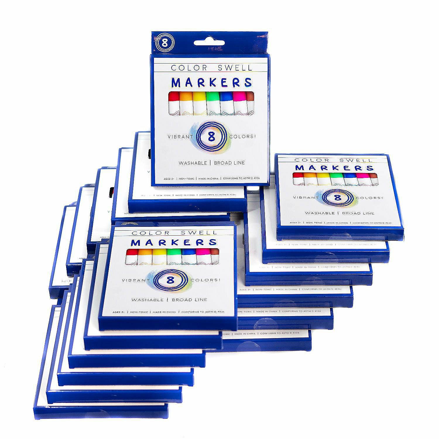 Crayons | Color Swell Washable Markers Bulk Pack 18 Boxes of 8 Vibrant Colors