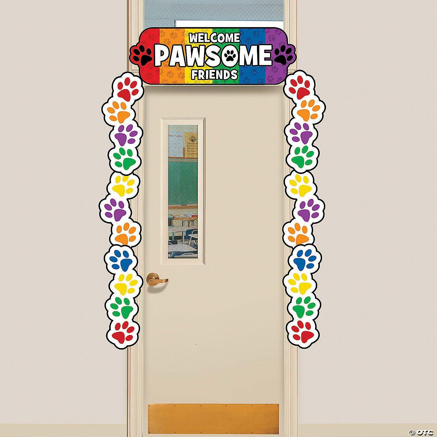 Door Decorations | Paw Print Door Border – 7 Pc.