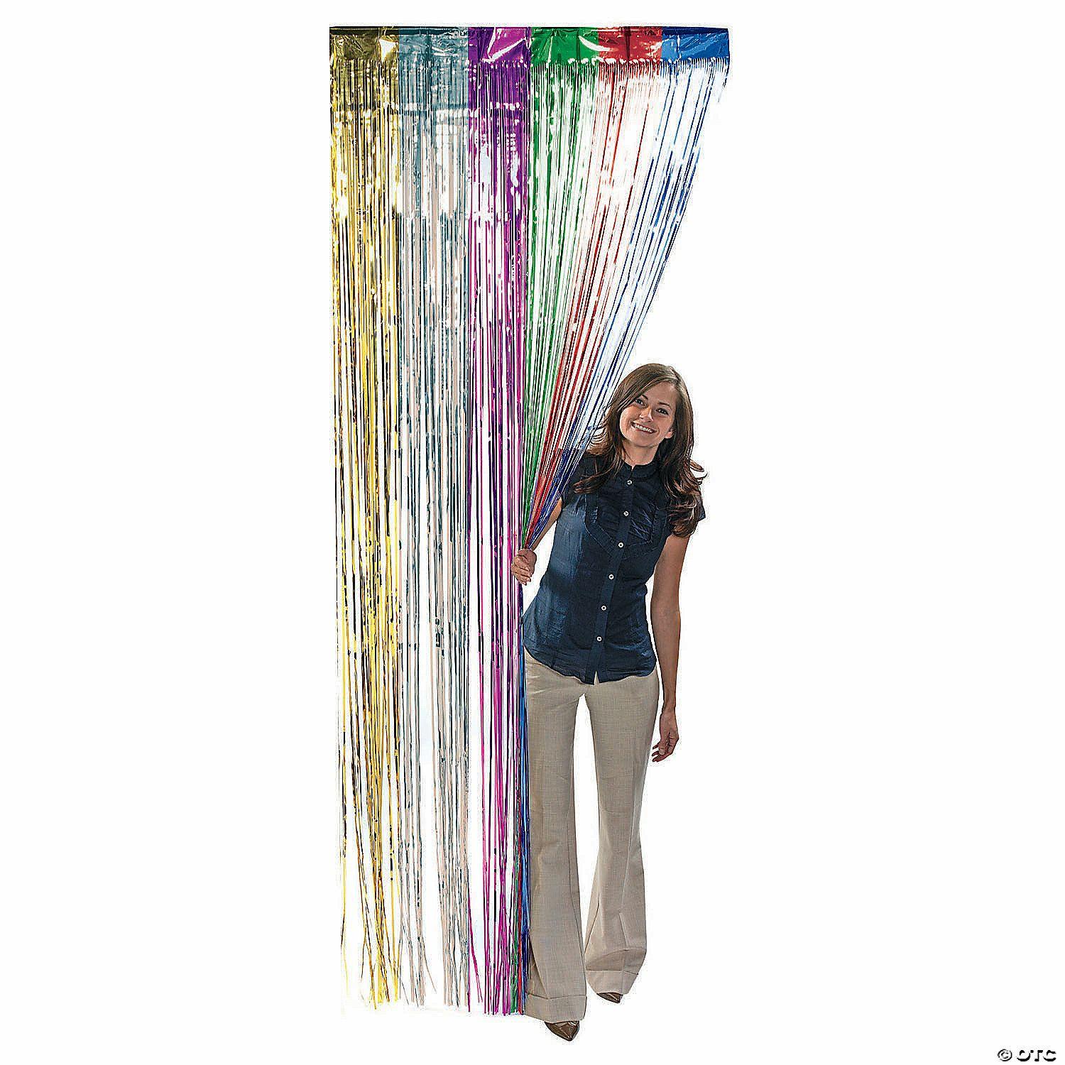 Door Decorations | Rainbow Metallic Fringe Door Curtain