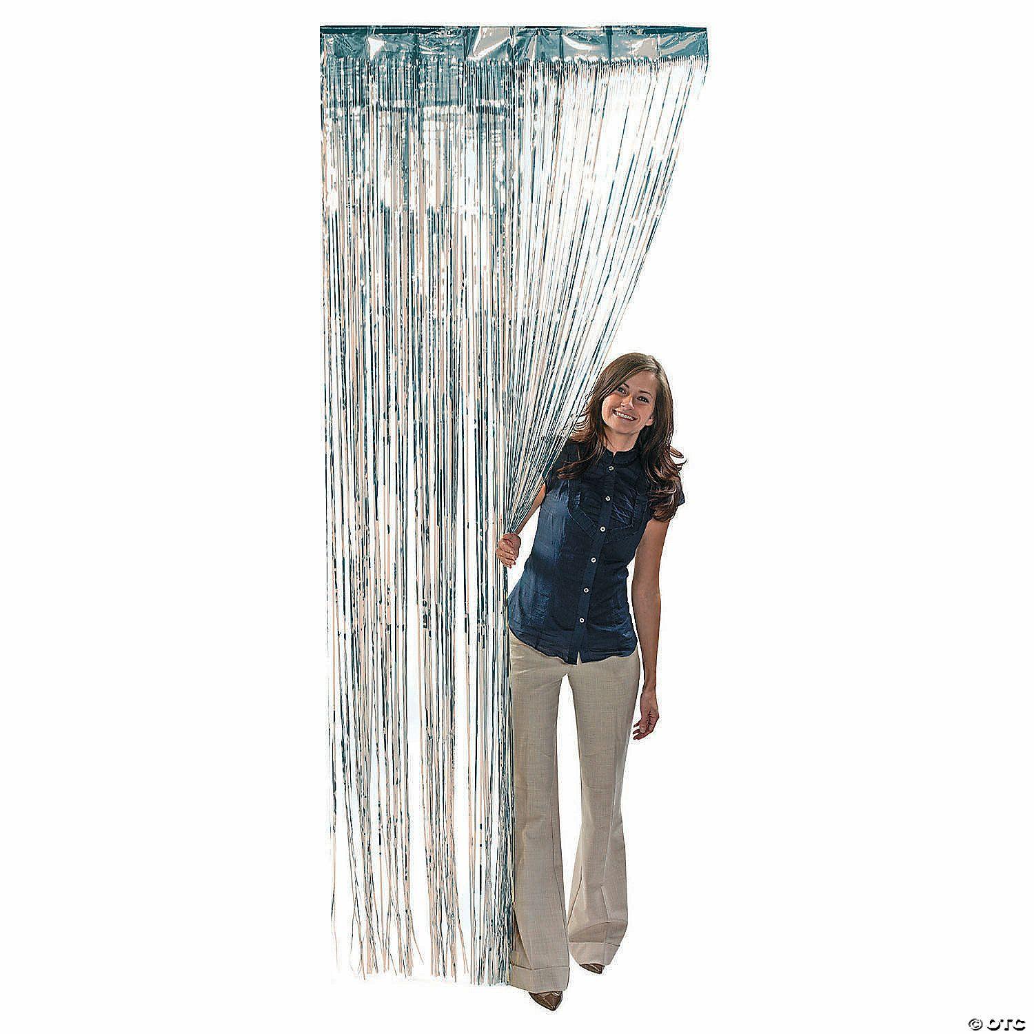 Door Decorations | Silver Metallic Fringe Door Curtain