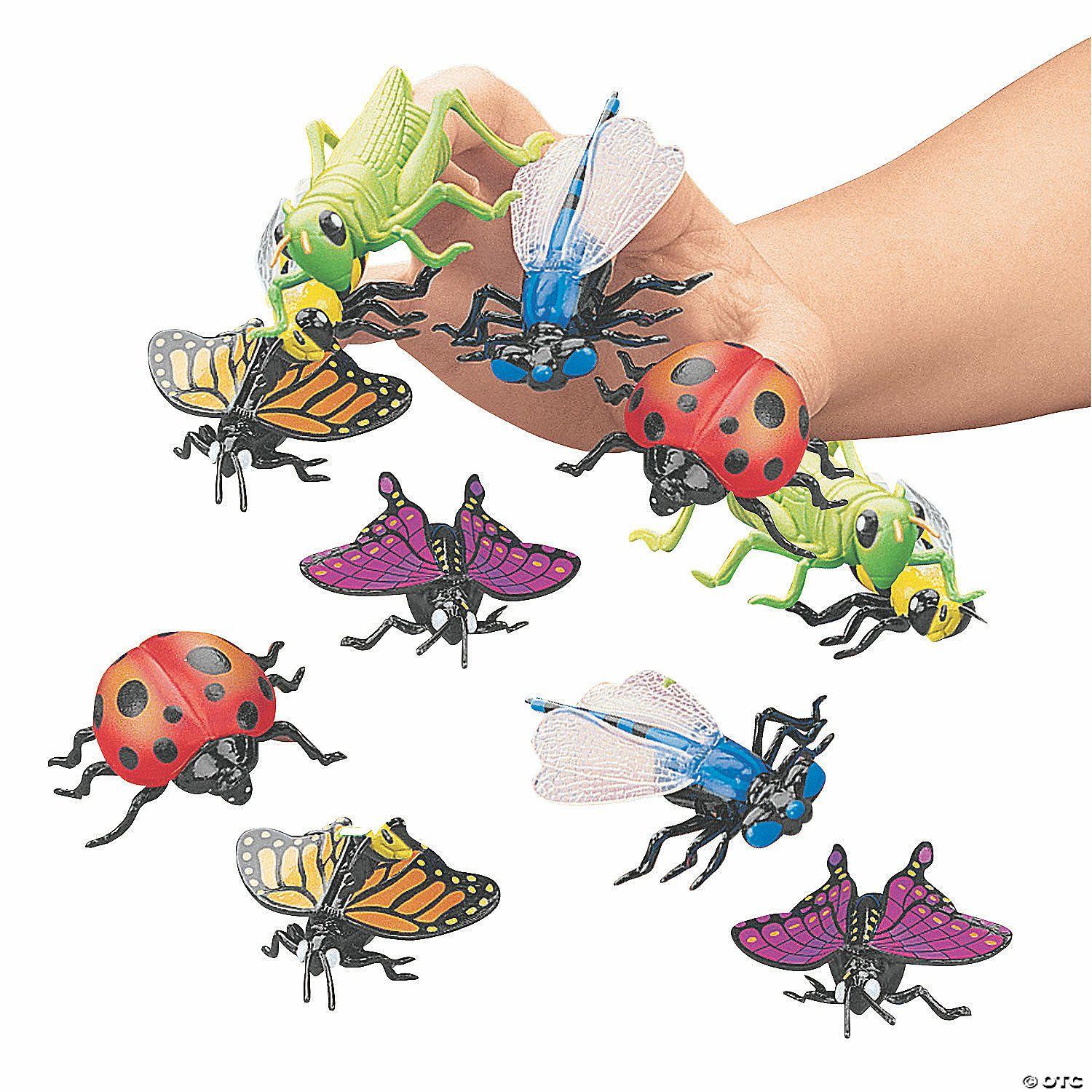 Dramatic Play | 1 3/4″ – 2 3 4″ Mini Vinyl Insect Finger Puppet Toys – 12 Pc.