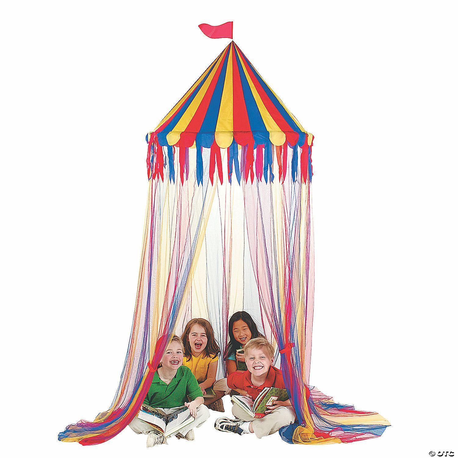 Dramatic Play | 10 Ft. Multicolored Big Top Nylon Canopy Tent Carnival Party Decoration