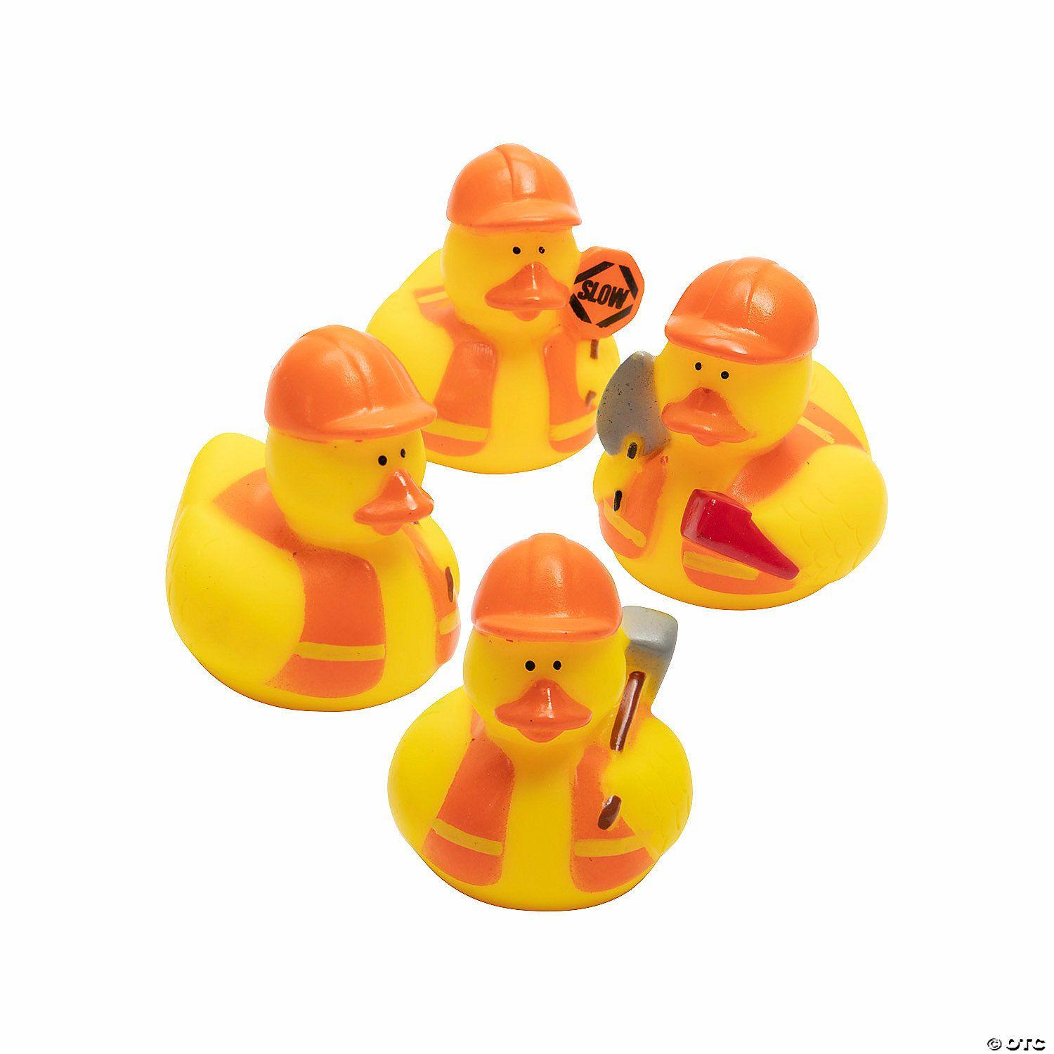 Dramatic Play | 2″ Construction Rubber Ducks with Orange Vests & Tools – 12 Pc.