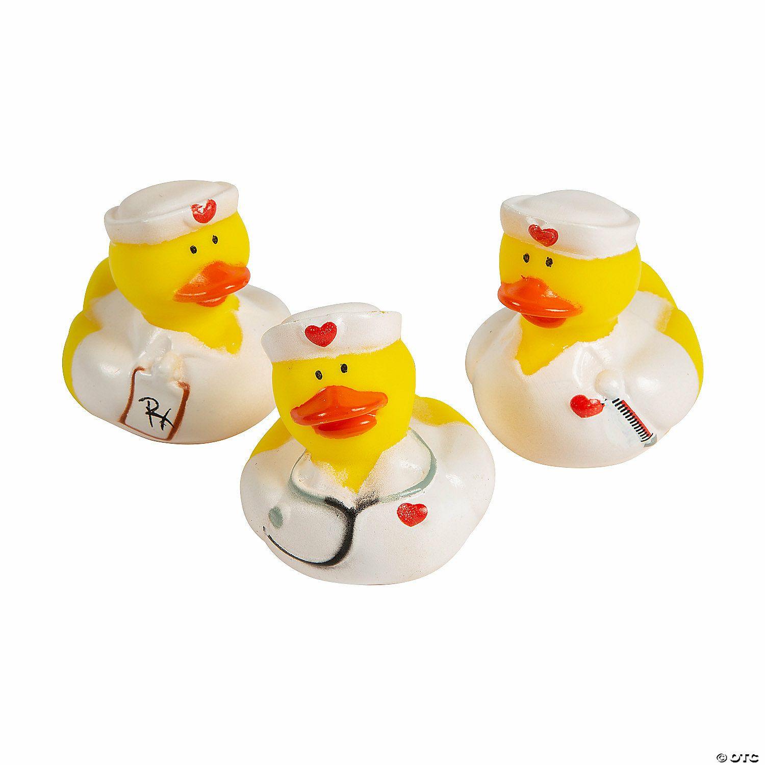 Dramatic Play | 2″ Nurse Rubber Ducks with Stethoscope, Clipboard & Thermometer – 12 Pc.