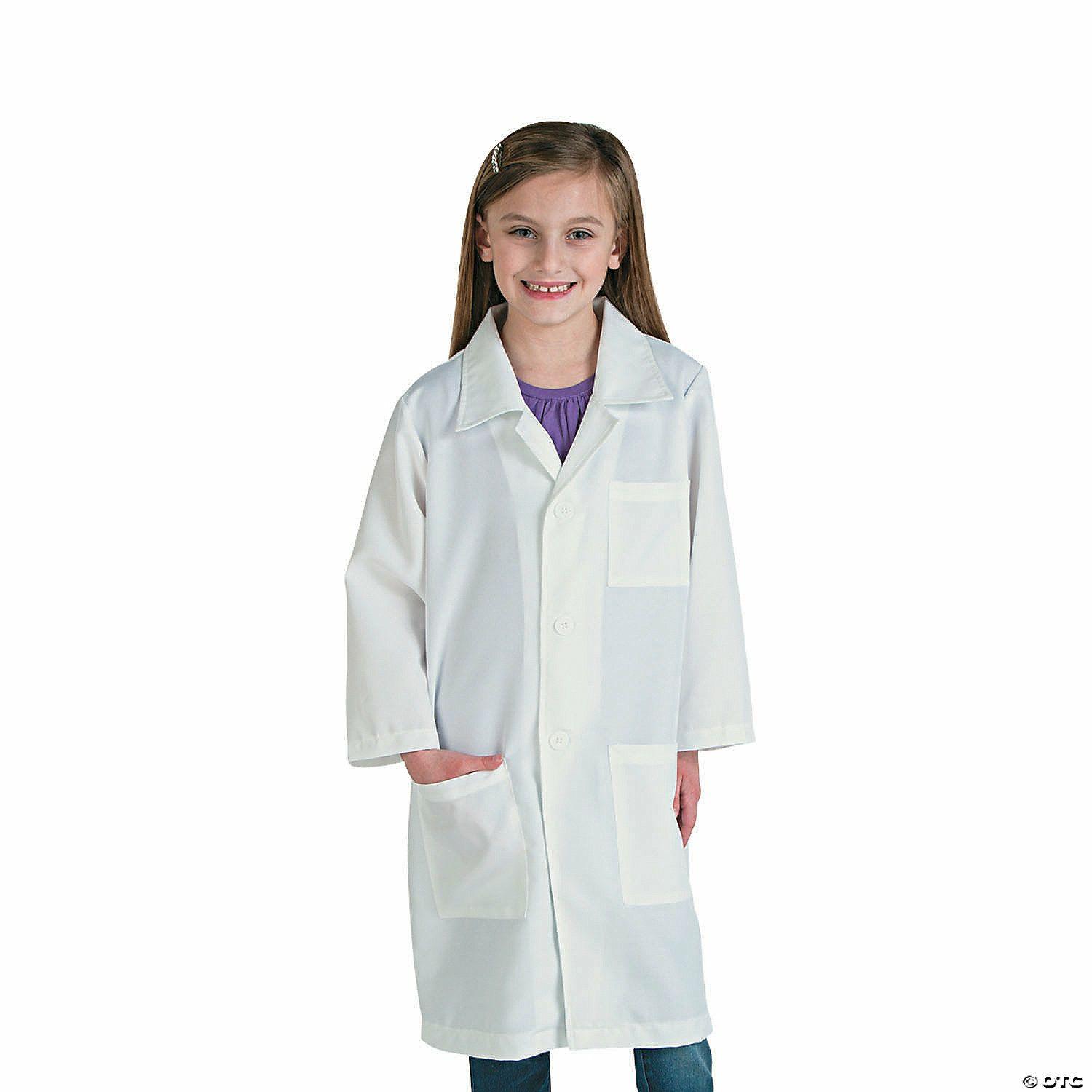 Dramatic Play | 31″ Kids White Polyester Scientific Lab Coat – Fits Size 8-10