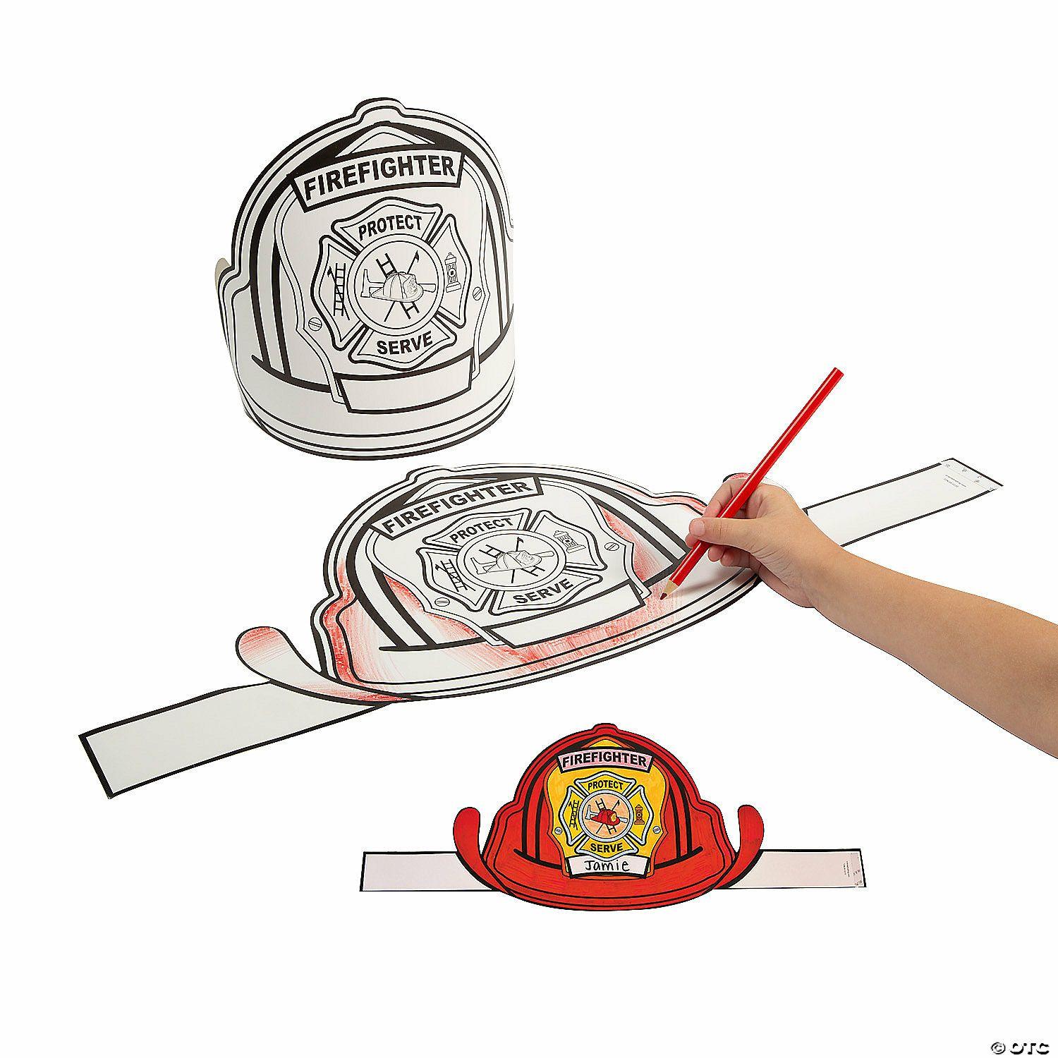 Dramatic Play | Color Your Own Firefighter Hats – 12 Pc.