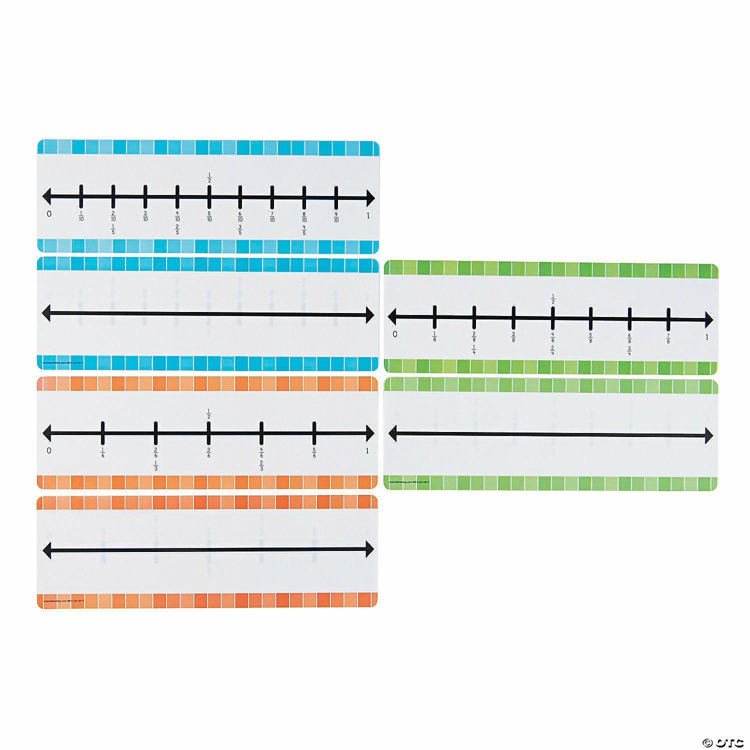 Dry Erase | 12″ x 4″ Wipe-Off Fraction Assorted Colors Plastic Number Lines – 30 Pc.