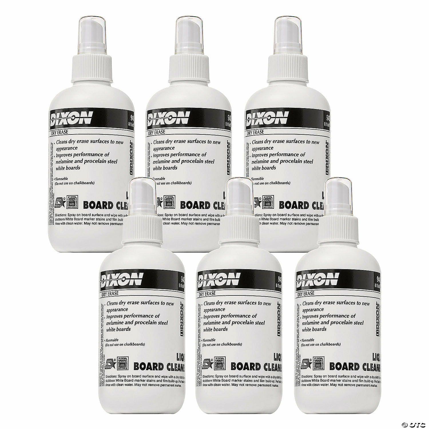 Dry Erase | Dixon Ticonderoga Dry Erase Board Cleaner, Spray Bottle, 8 oz., Pack of 6