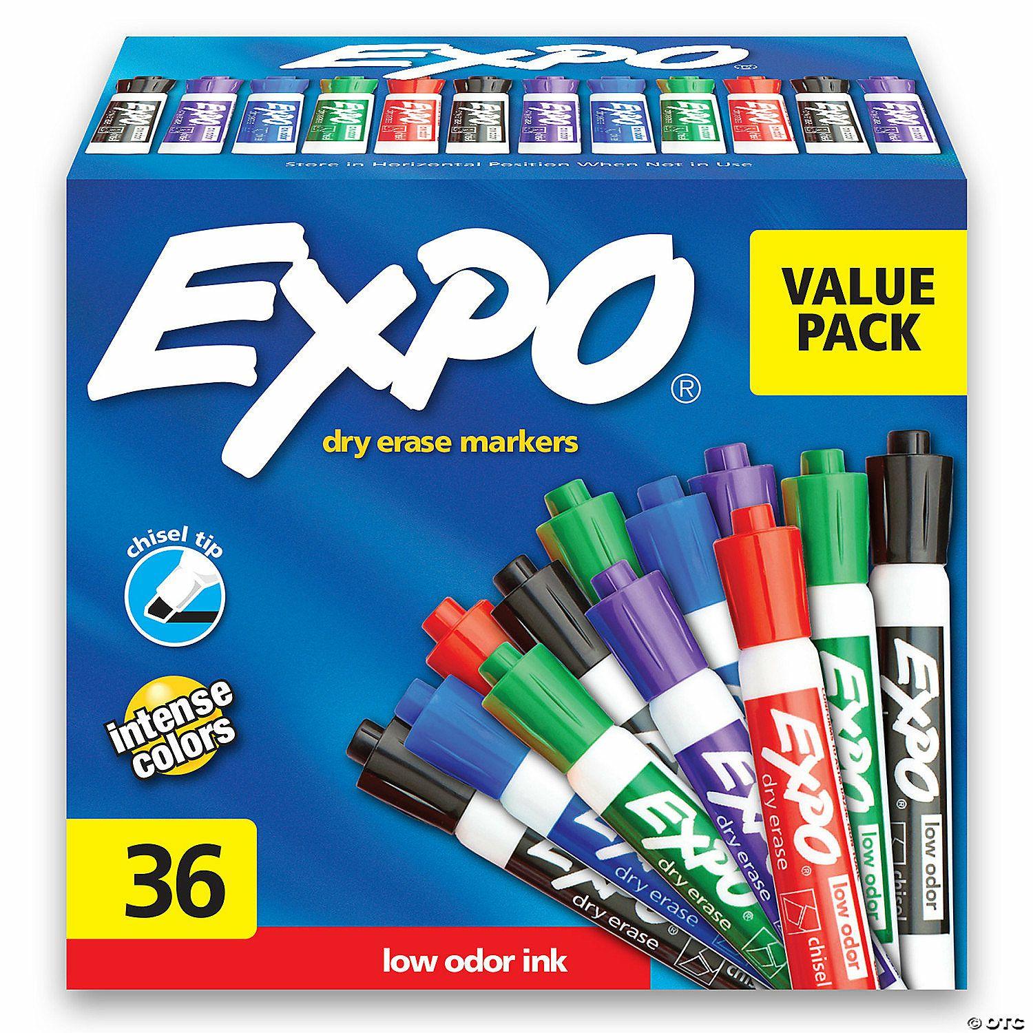 Dry Erase | EXPO Low Odor Dry Erase Markers, Chisel Tip, Assorted, 36 Count