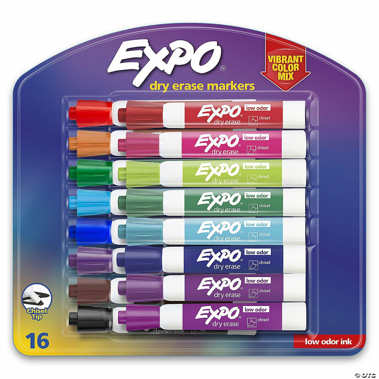 Dry Erase | EXPO Low Odor Dry Erase Markers, Chisel Tip, Vibrant Colors, 16 Count