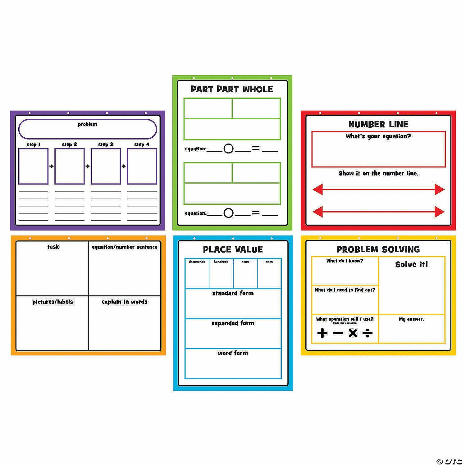 Dry Erase | Large Dry Erase Math Graphic Organizers – 6 Pc.