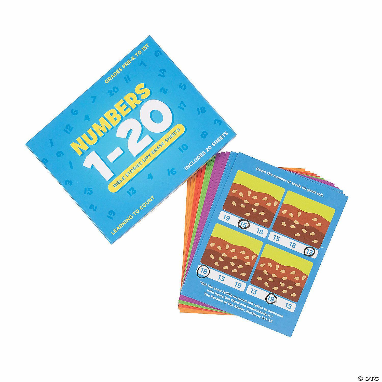 Dry Erase | Numbers 1-20 Bible Story Dry Erase Sheets – 20 Pc.