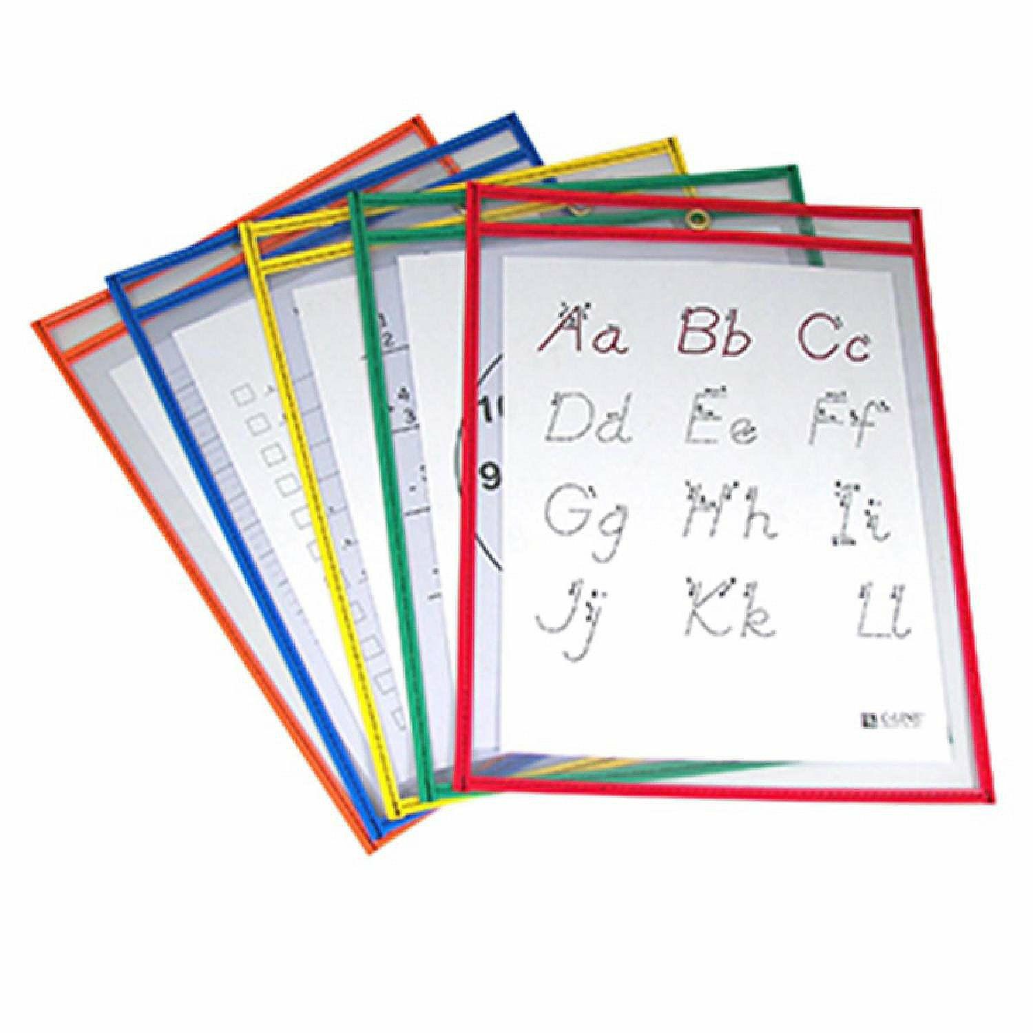 Dry Erase | Reusable Dry Erase Pockets 25/Box Assorted Primary 6 X 9