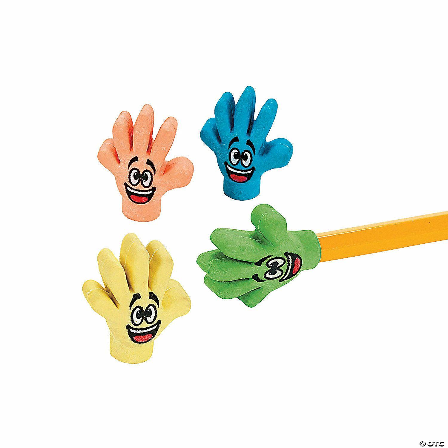 Erasers | 1 1/4″ High Five Smile Face Rubber Pencil Top Erasers – 24 Pc.