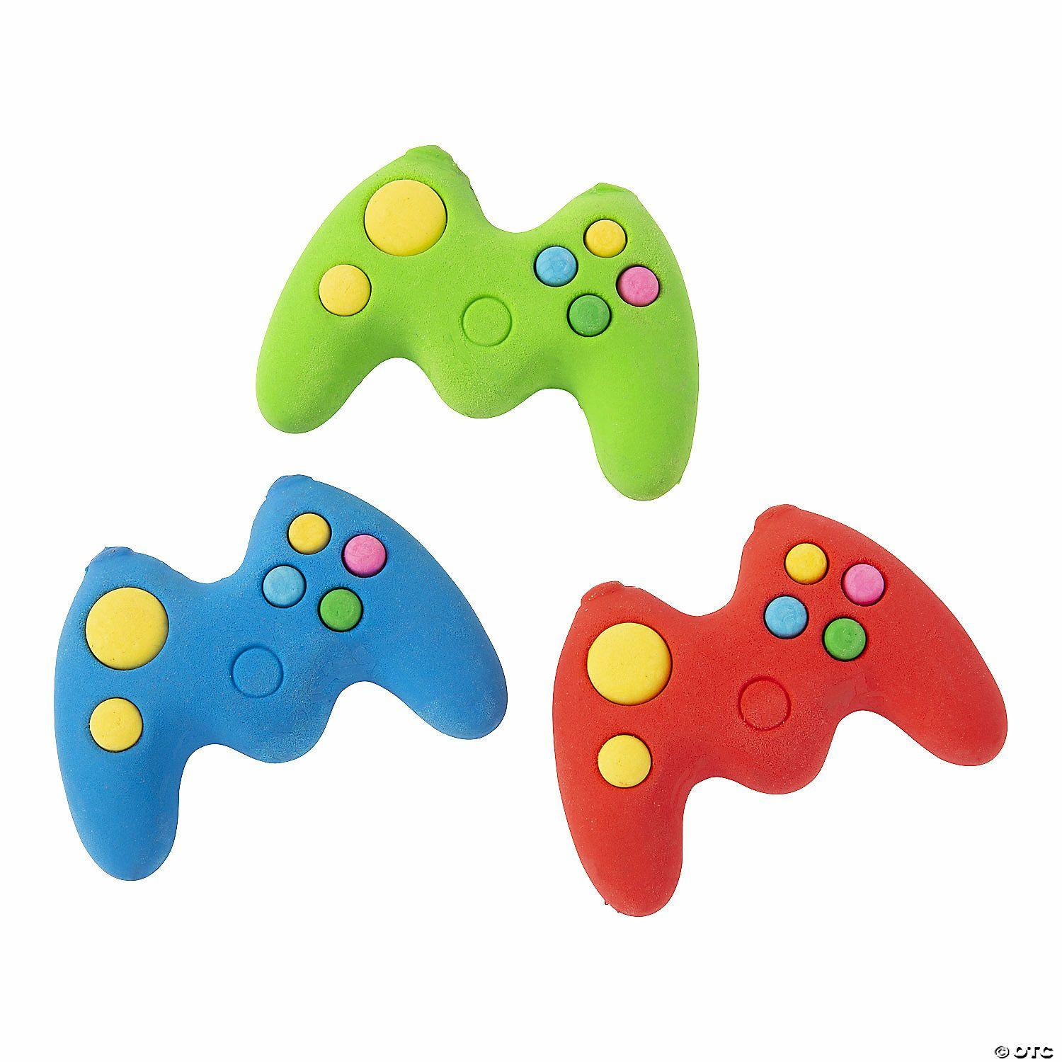 Erasers | 2 1/2″ x 2″ Gamer Red, Green & Blue Controller Erasers – 24 Pc.