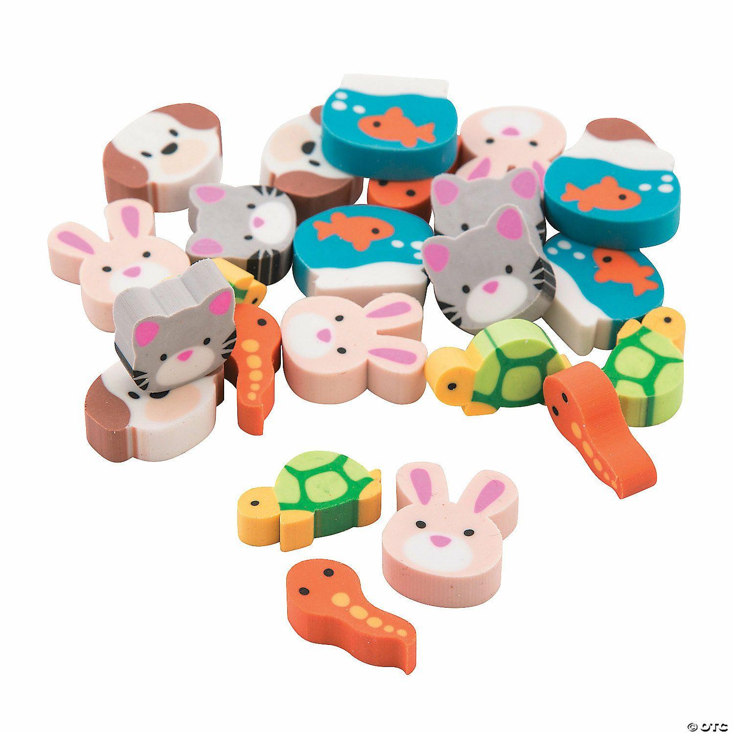 Erasers | 3/4″ Bulk 144 Pcs. Mini Pets Animal-Shaped Character Erasers