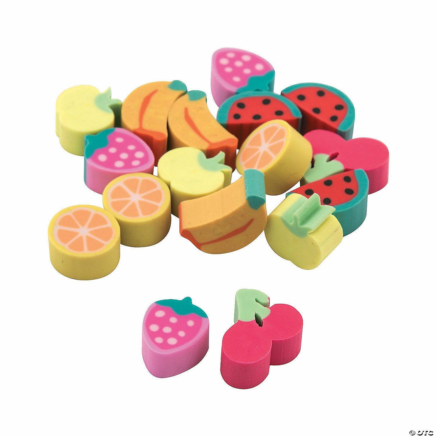 Erasers | 3/4″ Bulk 300 Pc. Mini Fruit-Shaped Multicolor Rubber Erasers