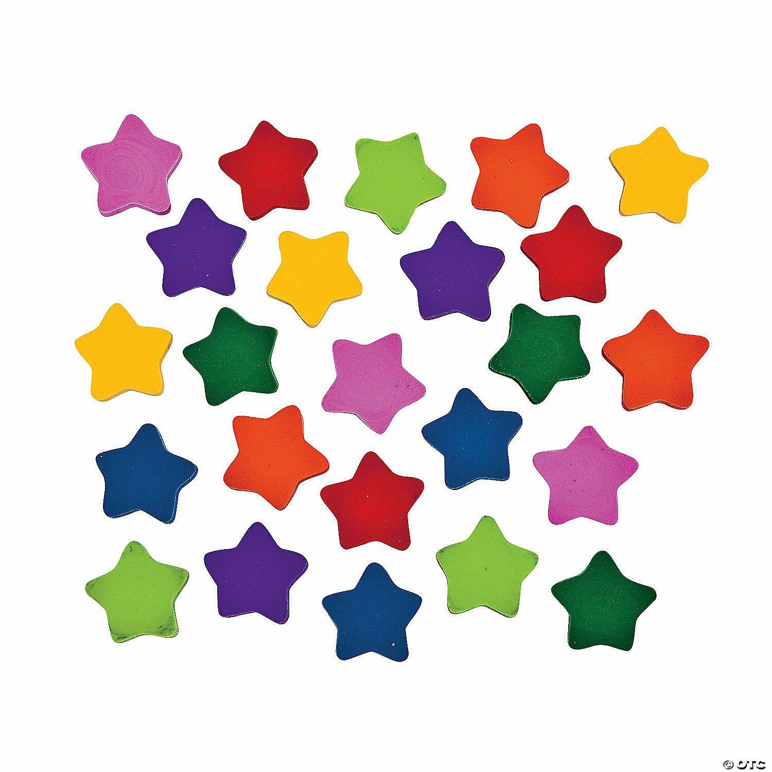 Erasers | 3/4″ Bulk 720 Pc. Mini Star Bright Solid Color Rubber Erasers