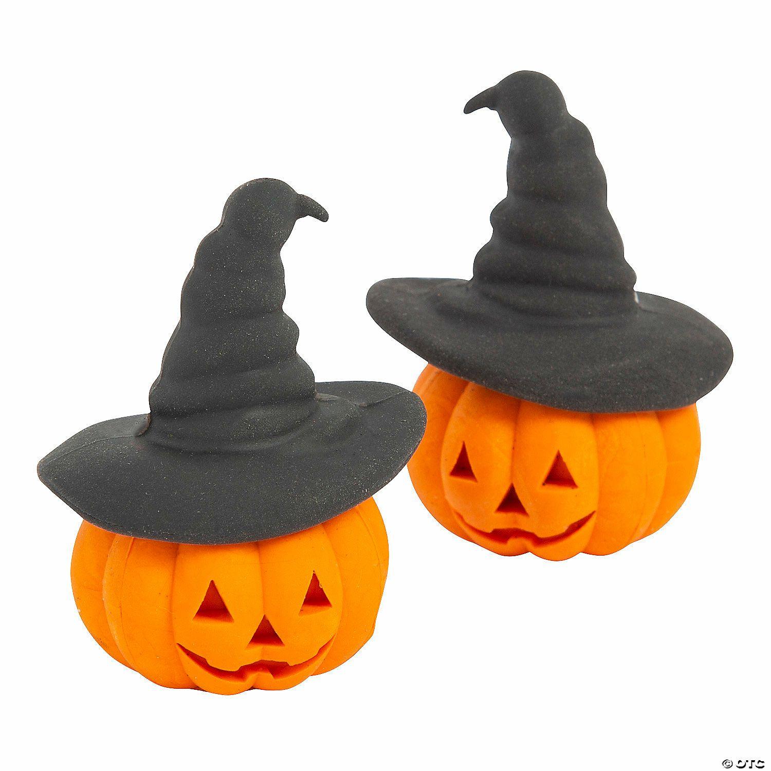 Erasers | 3D Jack-O&’-Lantern Erasers – 24 Pc.