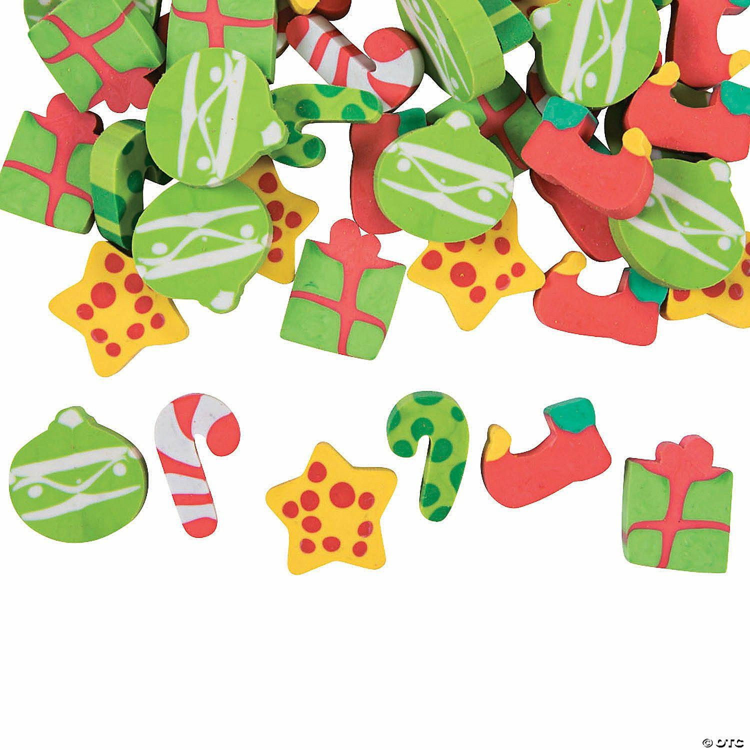 Erasers | Bulk 100 Pc. Mini Christmas Eraser Assortment