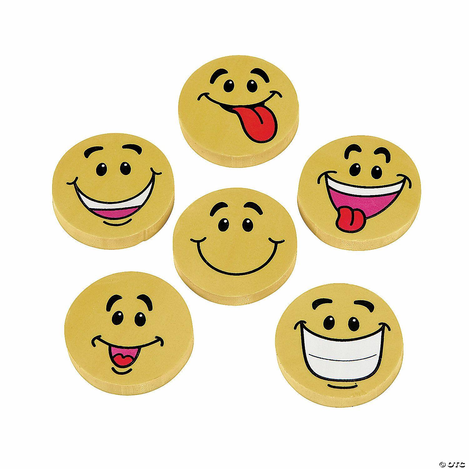 Erasers | Bulk 48 Pc. Large Smile Face Erasers