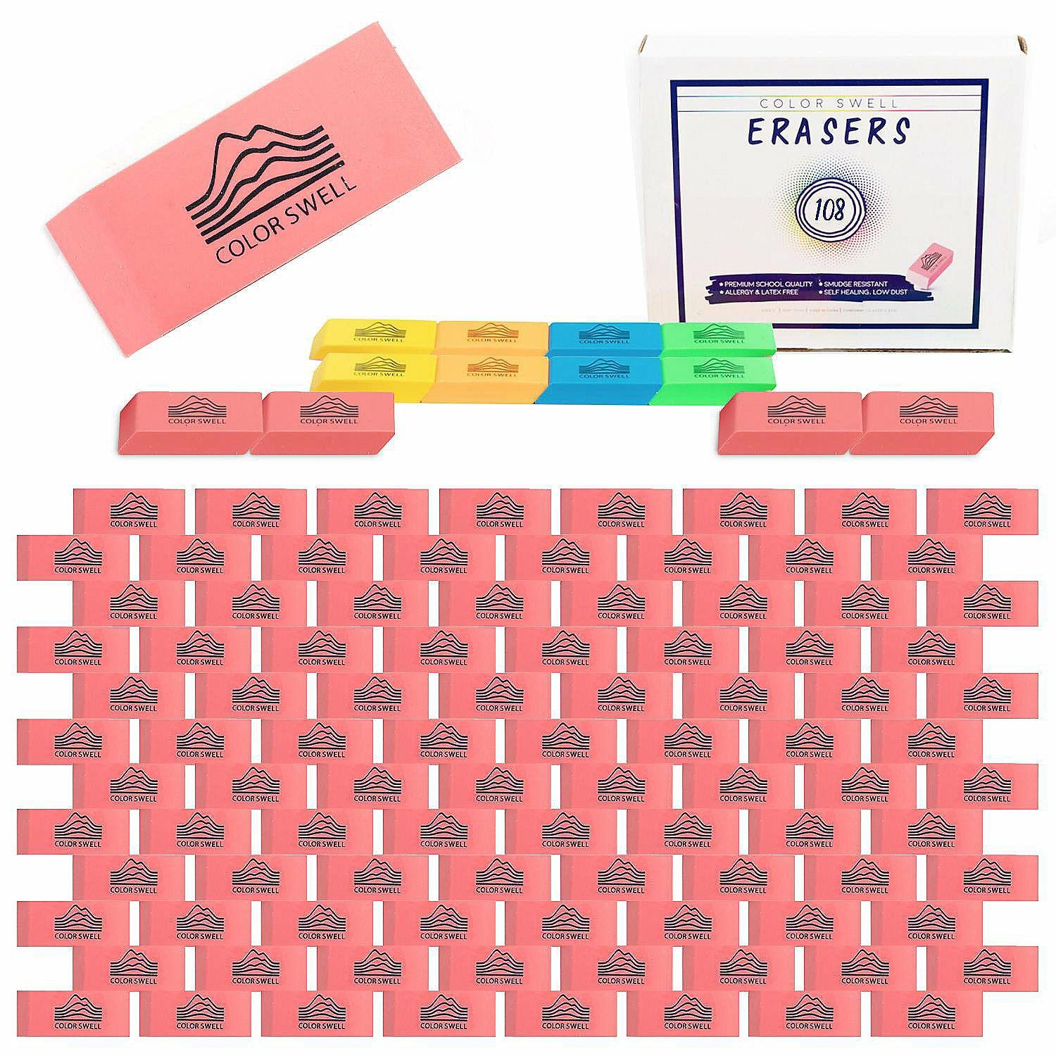 Erasers | Color Swell Bulk Erasers – 108 Pack of Neon and Pink Bulk Erasers