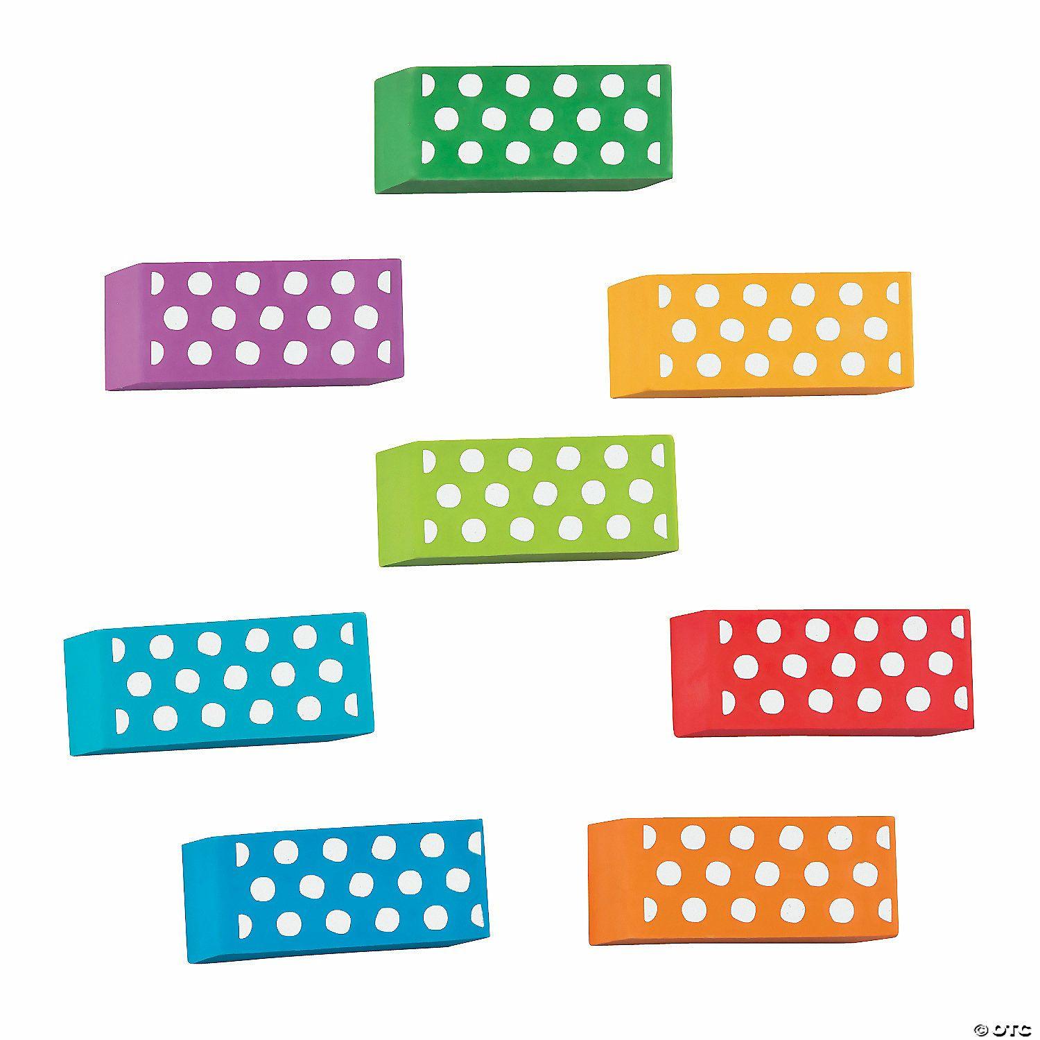 Erasers | Dots Beveled Erasers – 24 Pc.