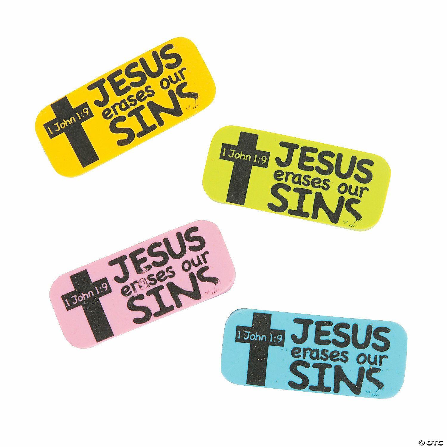 Erasers | Jesus Erases Our Sins Erasers – 24 Pc.