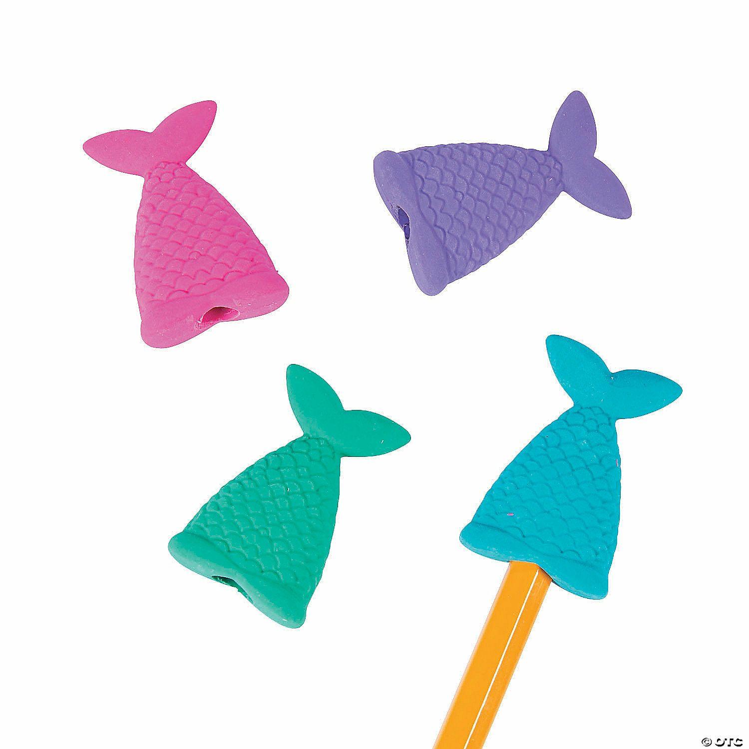 Erasers | Mermaid Tail Pencil Top Erasers – 24 Pc.