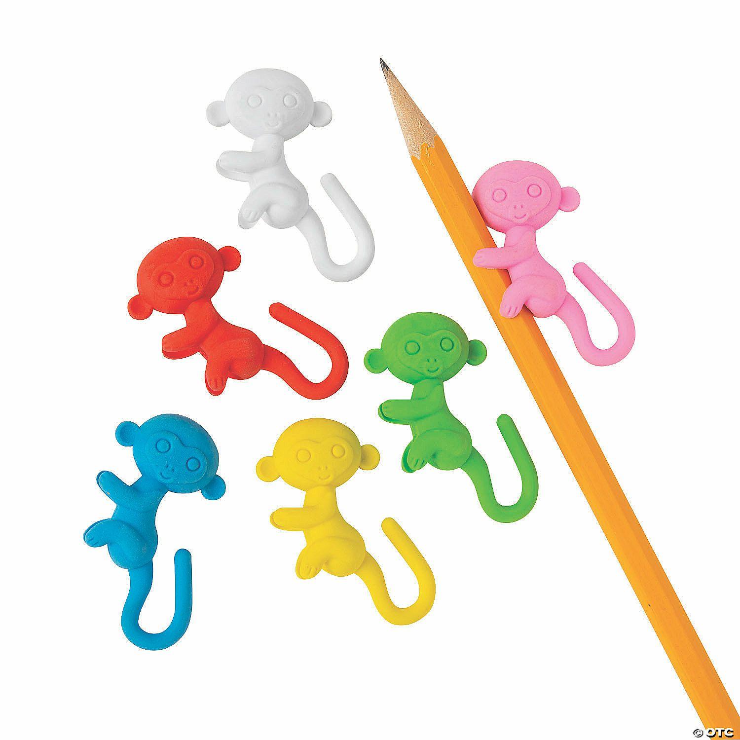 Erasers | Monkey Pencil-Hugger Erasers – 24 Pc.