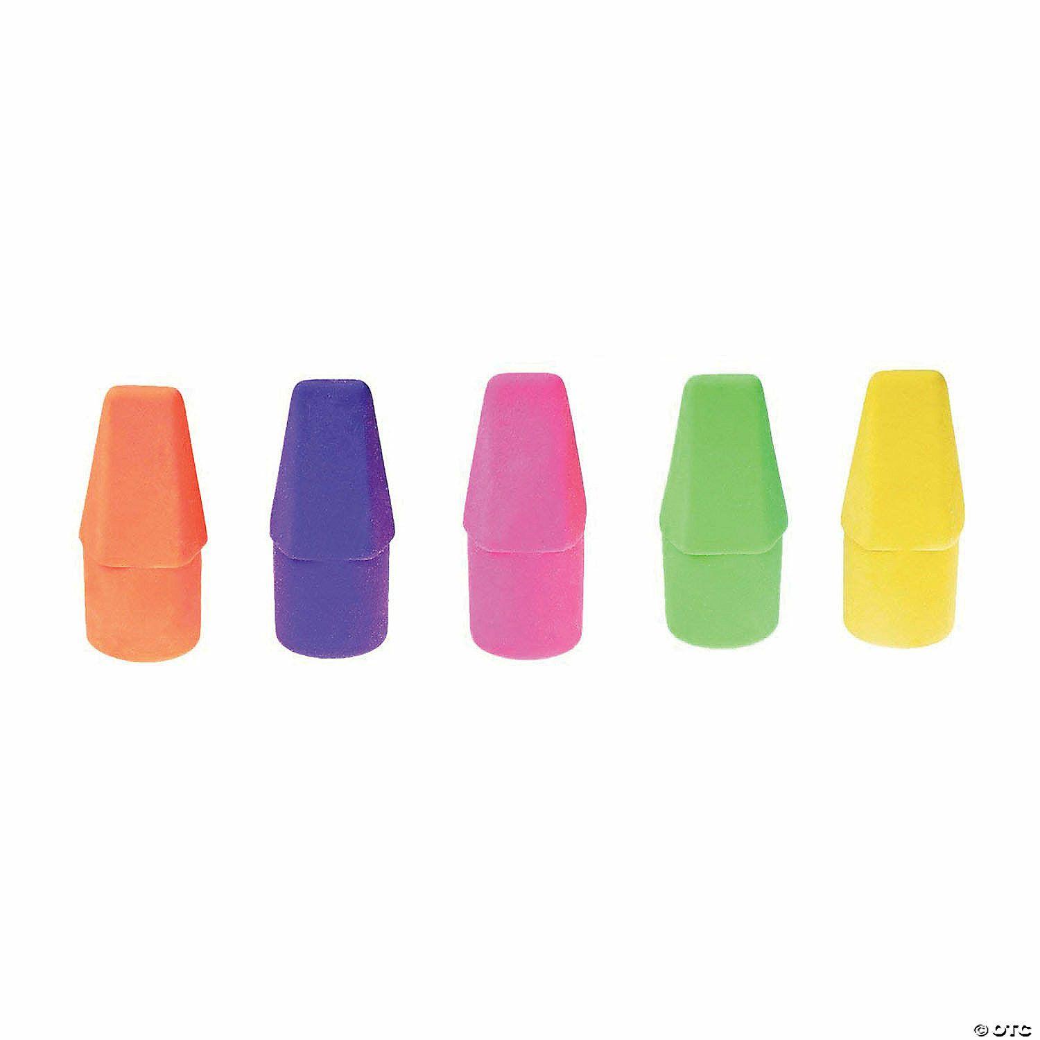 Erasers | Pencil Top Erasers Bright Colors, 144 Per Pack, 5 Packs