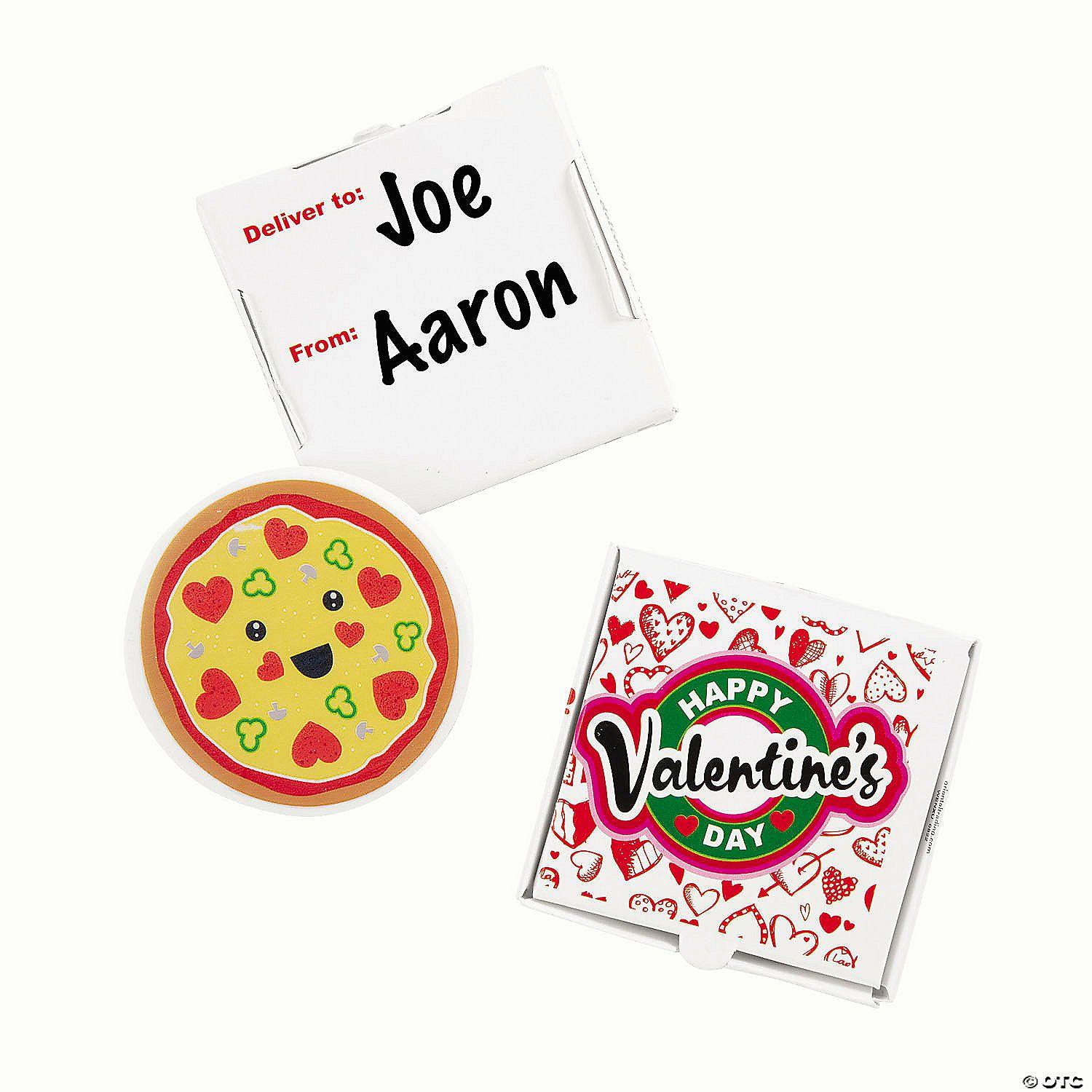 Erasers | Pizza Eraser with Box Valentine Exchanges for 24