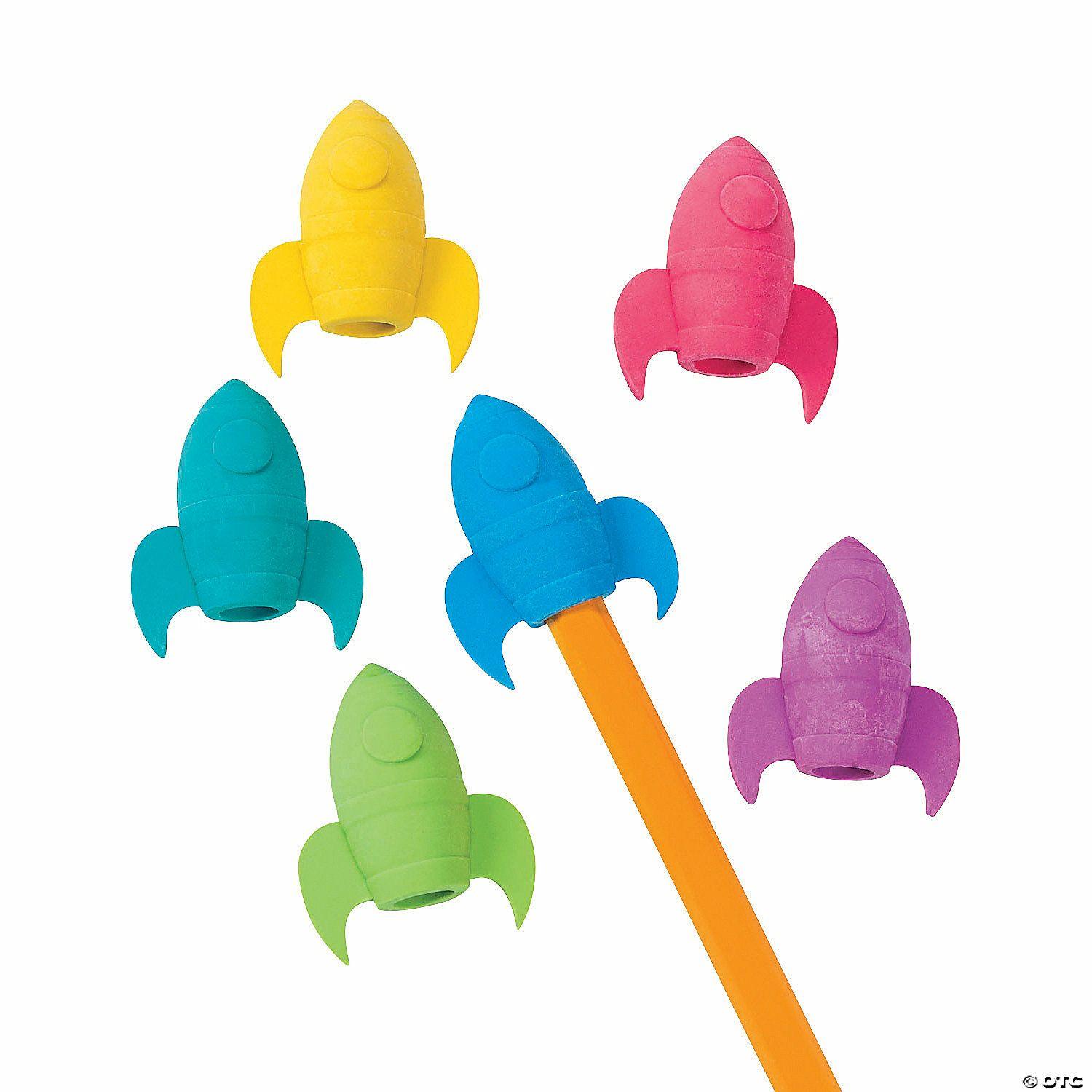 Erasers | Rocket Ship Pencil Top Erasers – 12 Pc.