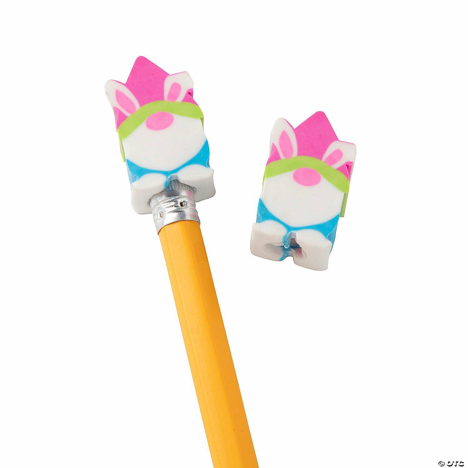 Erasers | Spring Bunny Gnome Pencil Top Erasers – 24 Pc.