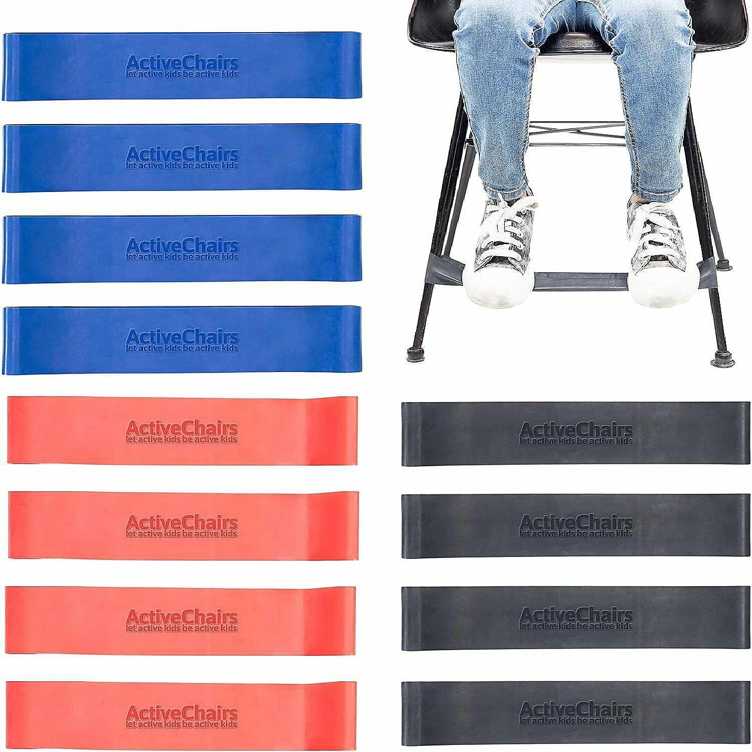 Flexible Seating | Active Chairs Kick-It Chair Bands for Kids, Flexible Seating for Fidgety Feet, Essential Classroom Supplies, Multi-Color, 12-Pack