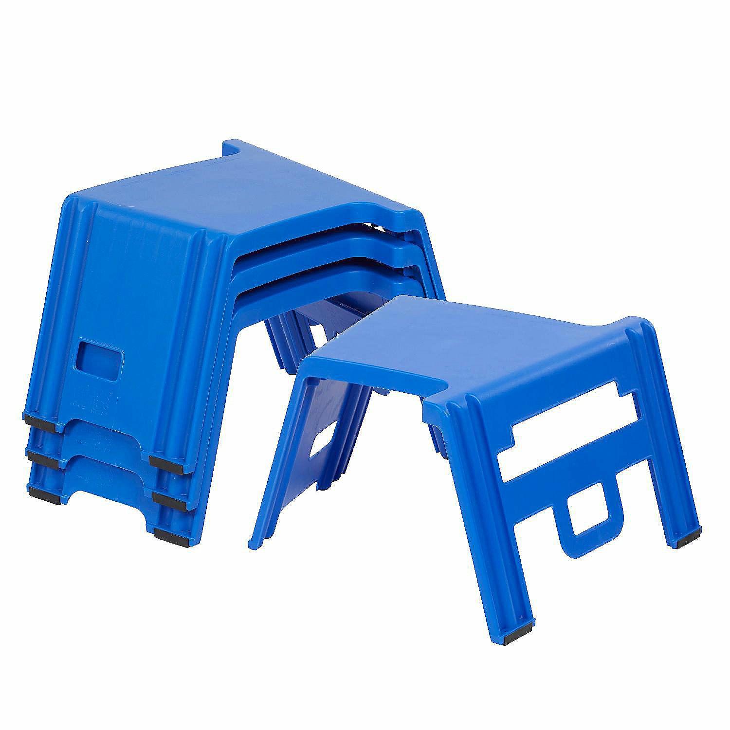 Flexible Seating | ECR4Kids Linking Stool Set, Blue, 4-Piece