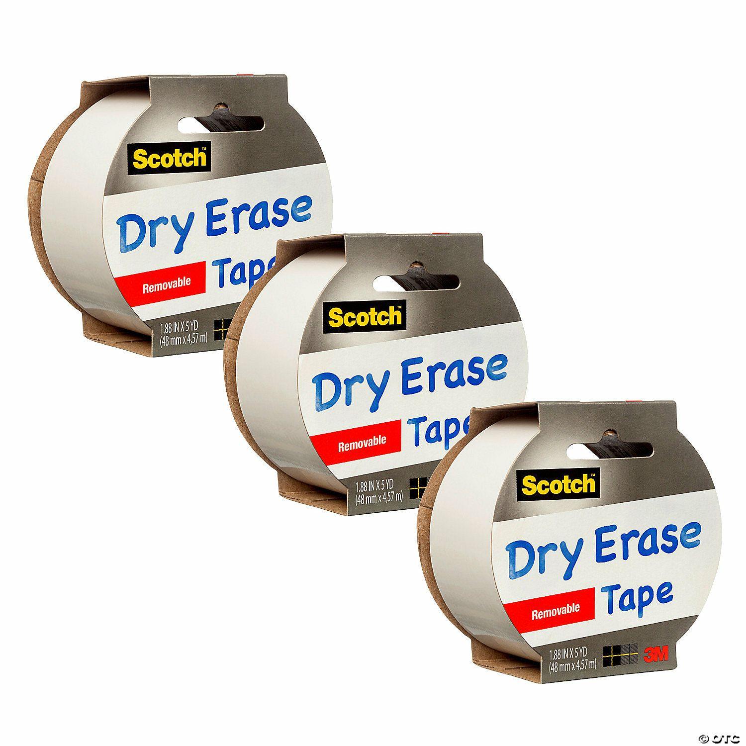 Glue & Adhesives | Scotch Dry Erase Tape, 1.88″ x 5yd, Pack of 3