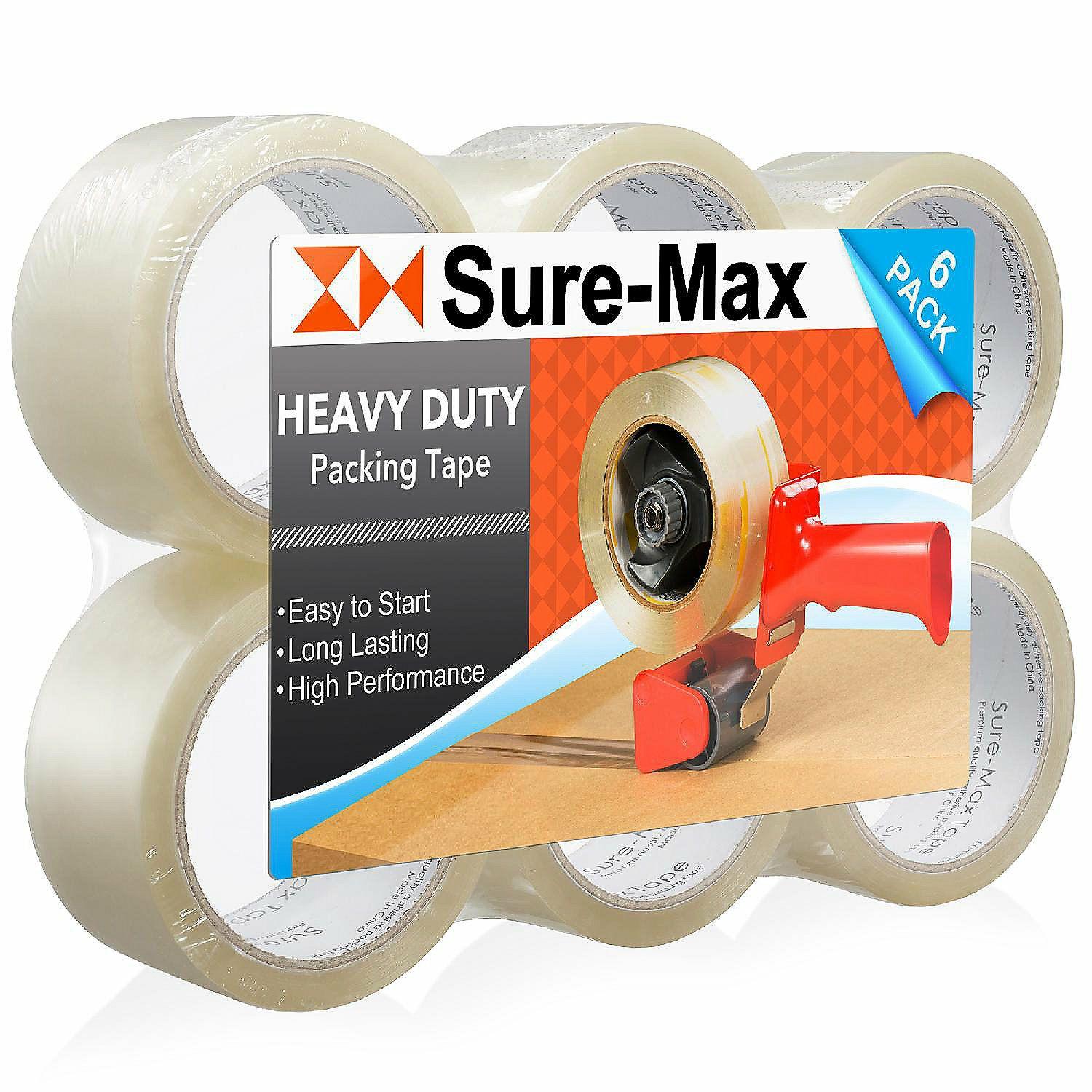 Glue & Adhesives | Sure-Max 6 Rolls 2″ Heavy-Duty 2.7mil Clear Shipping Packing Moving Tape 60 yards 180′