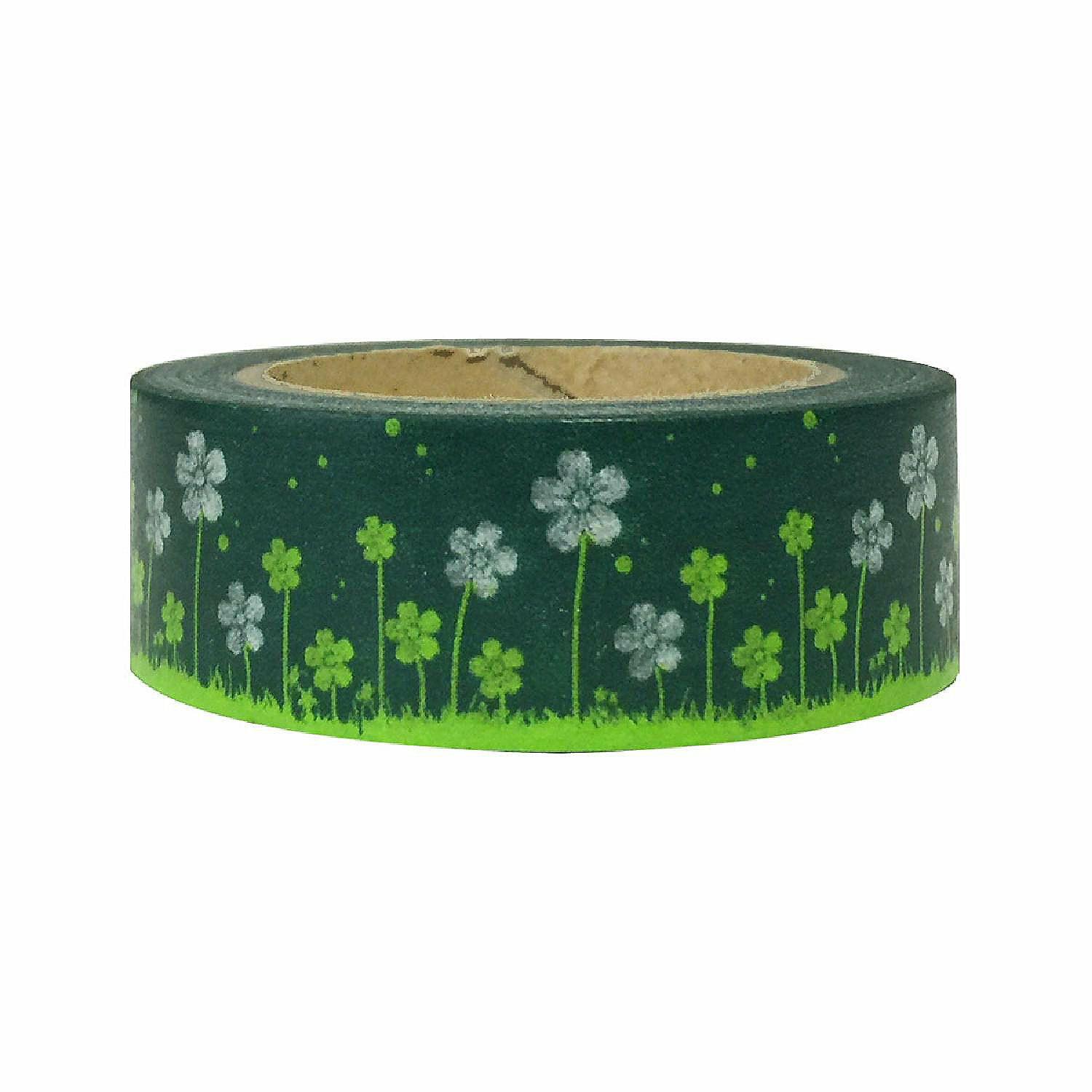 Glue & Adhesives | Wrapables Decorative Washi Masking Tape, Green Flowers