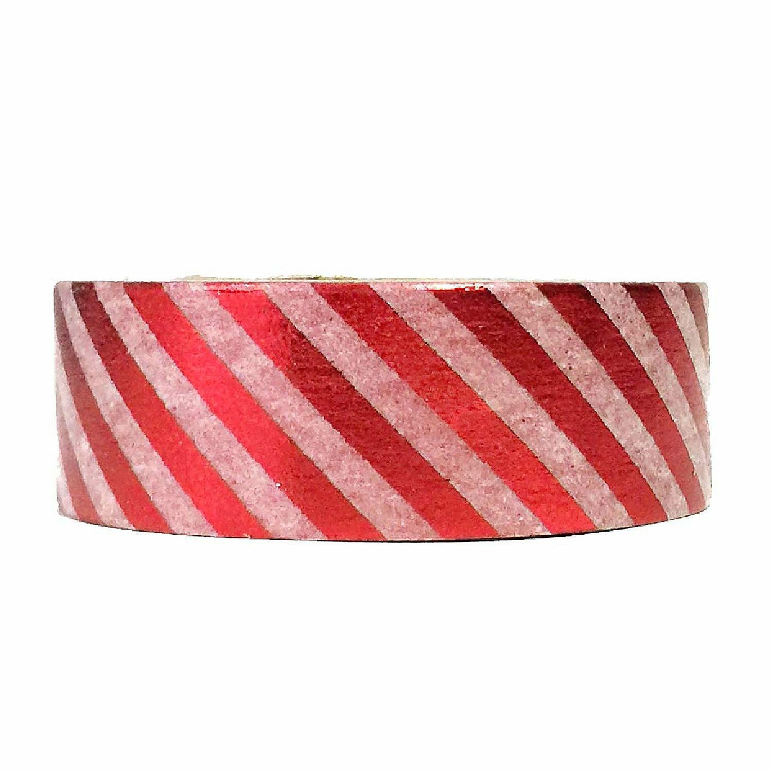 Glue & Adhesives | Wrapables Decorative Washi Masking Tape, Shiny Red Stripes