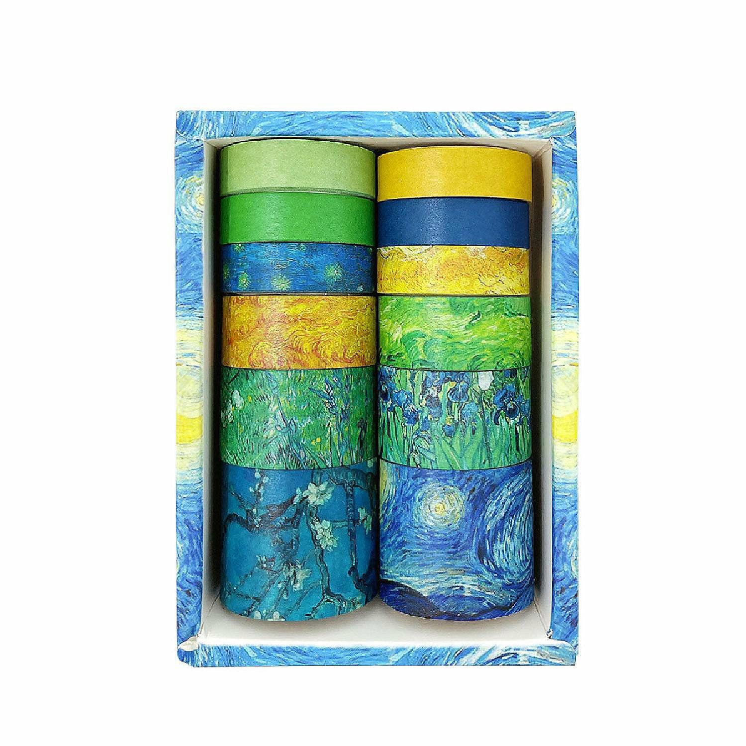 Glue & Adhesives | Wrapables Decorative Washi Tape Box Set (12 Rolls), Van Gogh