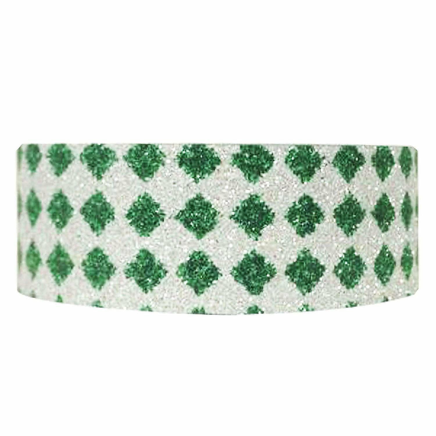 Glue & Adhesives | Wrapables Shimmer Washi Masking Tape, Green Diamonds