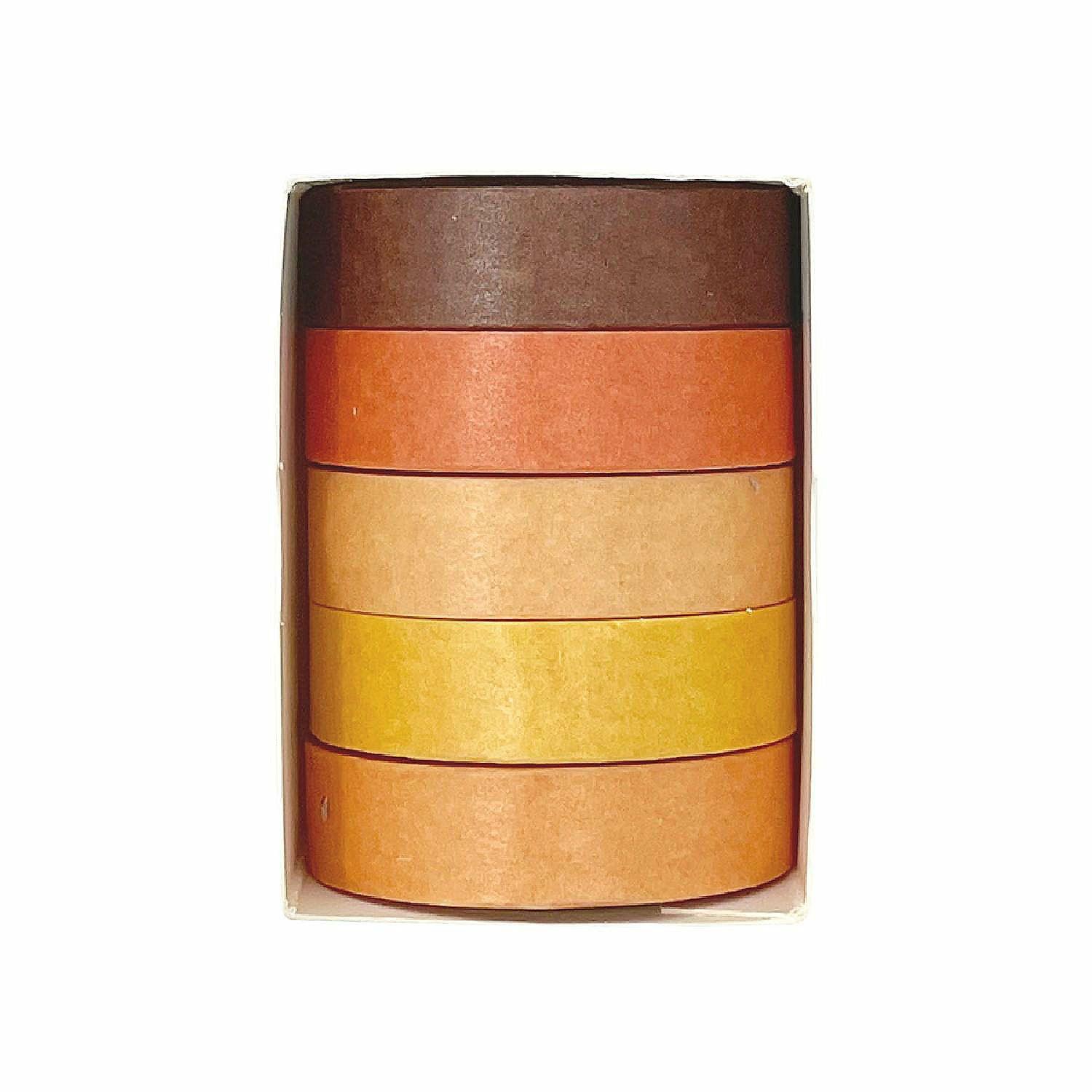 Glue & Adhesives | Wrapables Solid Color 10mm x 5M Washi Tape (Set of 5), Orange