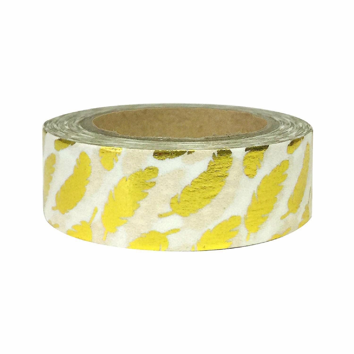 Glue & Adhesives | Wrapables Washi Tapes Decorative Masking Tapes, Gold Feathers