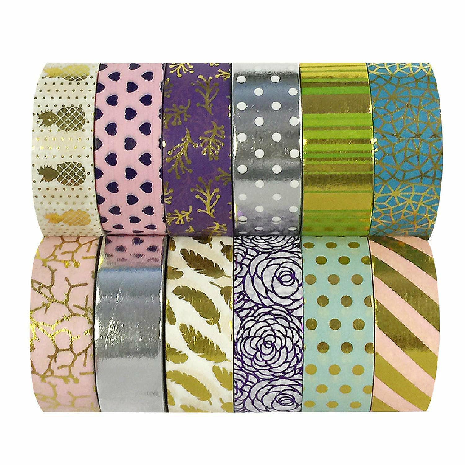 Glue & Adhesives | Wrapables Washi Tapes Decorative Masking Tapes, Set of 12, ADSET61