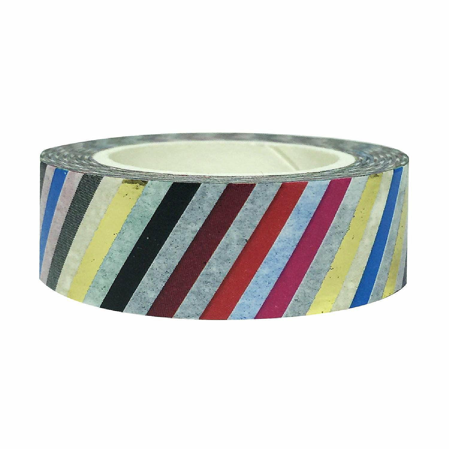 Glue & Adhesives | Wrapables® Colorful Washi Masking Tape, Diagonal Rainbow Stripes