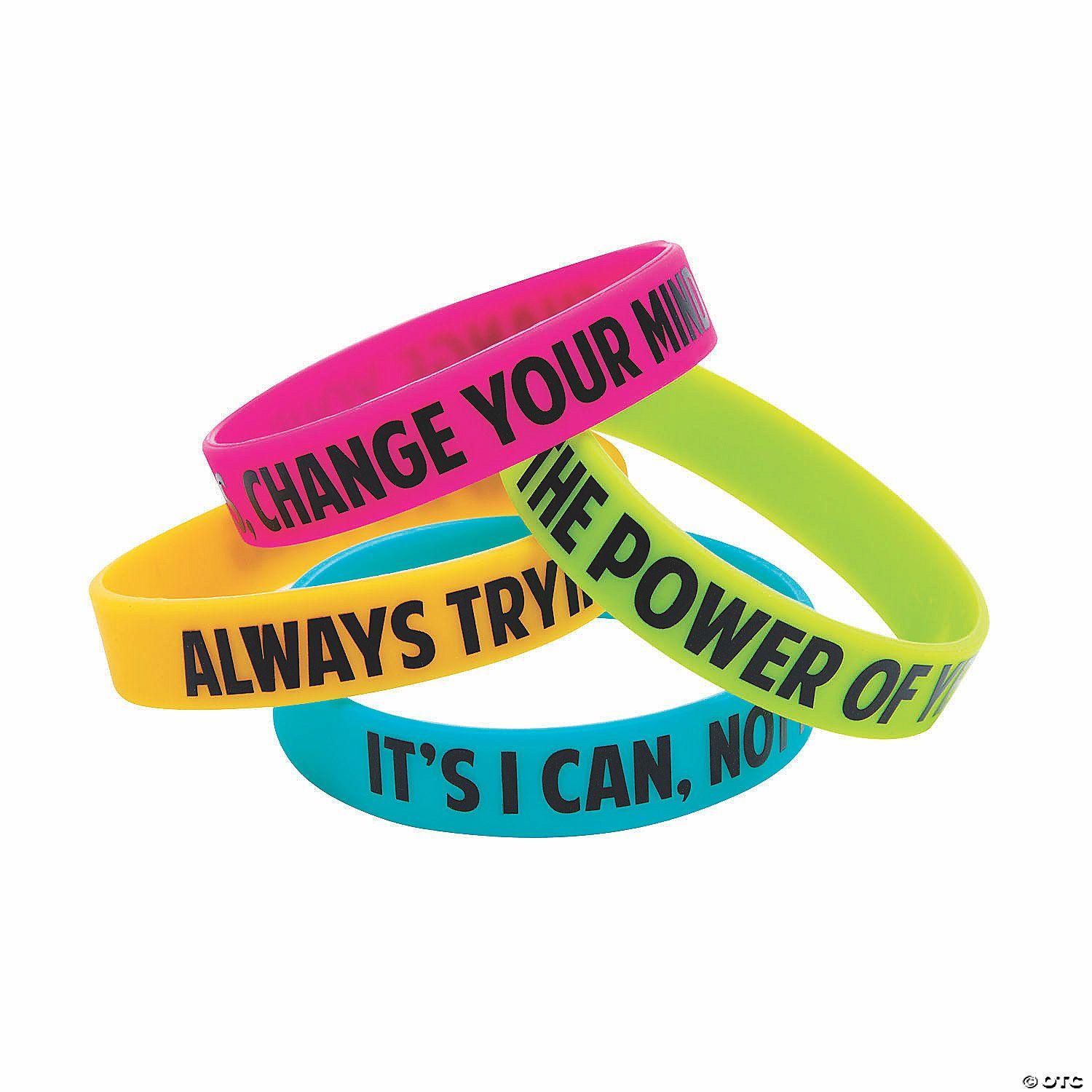 Growth Mindset | 7 1/4″ I Have A Growth Mindset Motivational Bright Rubber Bracelets – 12 Pc.