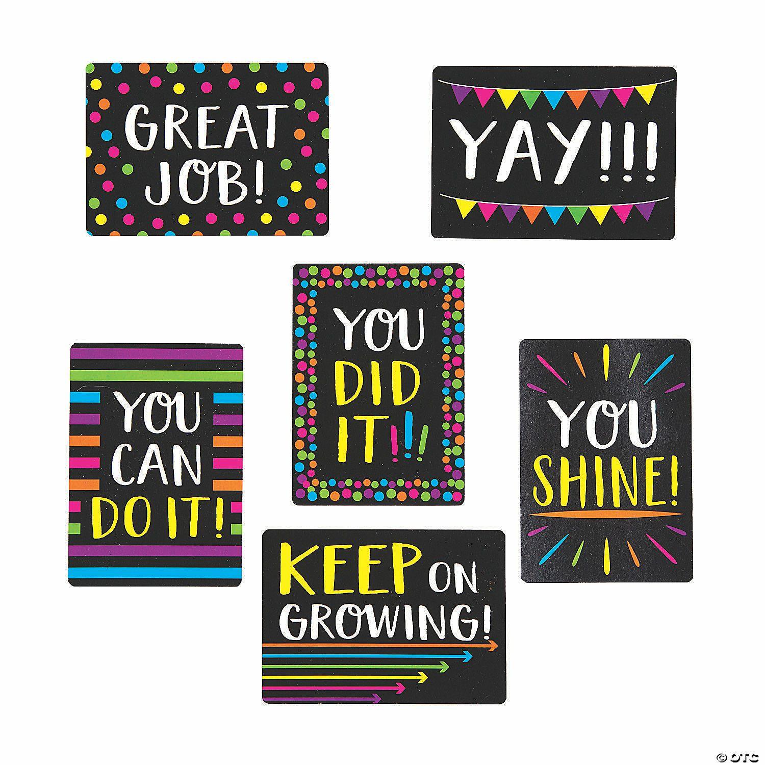 Growth Mindset | Bulk 48 Pc. Mini Encouragement Cards – Black & Bright