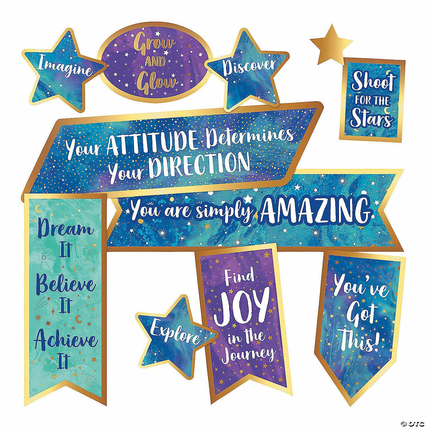 Growth Mindset | Carson-Dellosa® Galaxy Motivational Signs Mini Bulletin Board Set – 18 Pc.